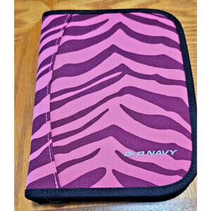 Old Navy Pink Zebra Print Pencil Case or organizer Bag 8" x 6"